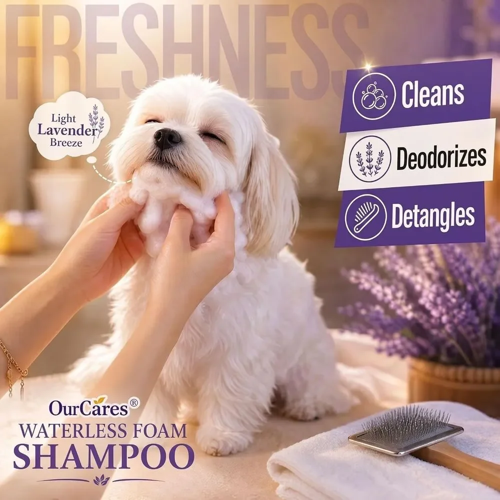 Dog Dry Shampoo 16.9oz Waterless No Rinse Foam Oatmeal Sensitive Skin Lavender
